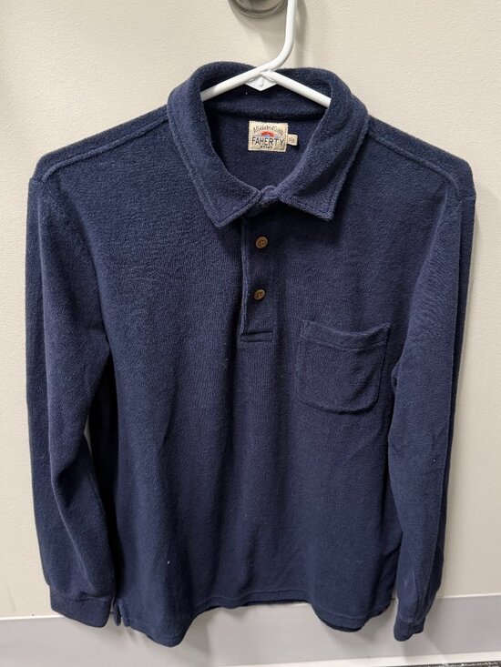 Faherty Other - Faherty Long-Sleeve Terry Towel Polo - Navy - Small